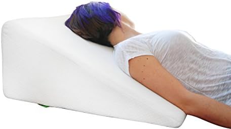 Cushy Form Bed Wedge Pillow 1.5 Inch Memory Foam Top (25 x 24 x 12 Inches) Best for Sleeping Reading Rest or Elevation - Breathable and Washable Cover (12 Inch Wedge White)