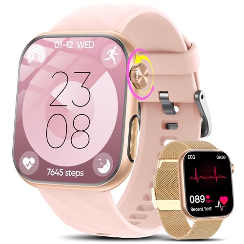 2026 Smartwatch Donna con ECG/HRV/Acido Urico/Sonno/Temperatura Corporea/Cardiofrequenzimetro/BMI/SPO2/Lipidi,1,97"AMOLED 24H Pressione Sanguigna Orologio Fitness Elegante con Chiamate,Pulsante SOS