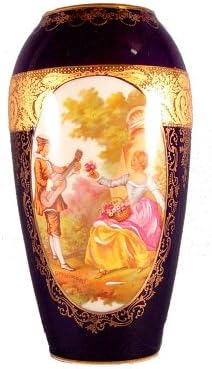 Limoges Porcelain Flower Vase, Cobalt - 10 Inch