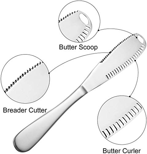 Cheese Slicer,3-in-1 Stainless Steel Cheese Cutter Tools Set with Butter Knife for Different Hardness Cheeses and Butter,Non-Stick Cheese Knife Kit - Thumbnail 2
