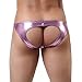 YouBin Men's Faux Leather Bikini Briefs Underwear Open Back Jockstrap Thongs Panties