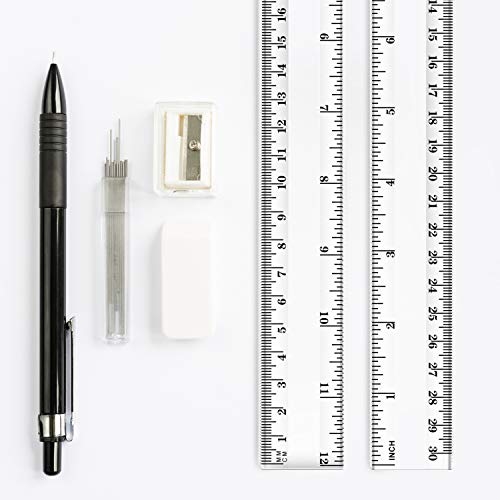 Chuangdi 20 Pieces 12 Inch Plastic Rulers, Straight Ruler Office Rulers School Rulers (Clear) - Thumbnail 4
