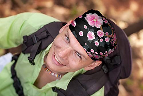 WIRESTER Bandana Mask, Headwear, Scarf for Running, Cycling, Fishing, UV Protection - Falling Pink Flower - Thumbnail 4