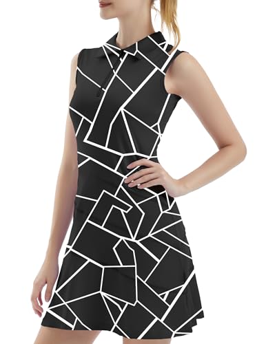 FKEEP Women's Tennis Golf Dresses Zipper V-Neck Sport Activewear with Shorts an…