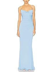 Capuffy Women Drape Neck Formal Maxi Dresses Lace