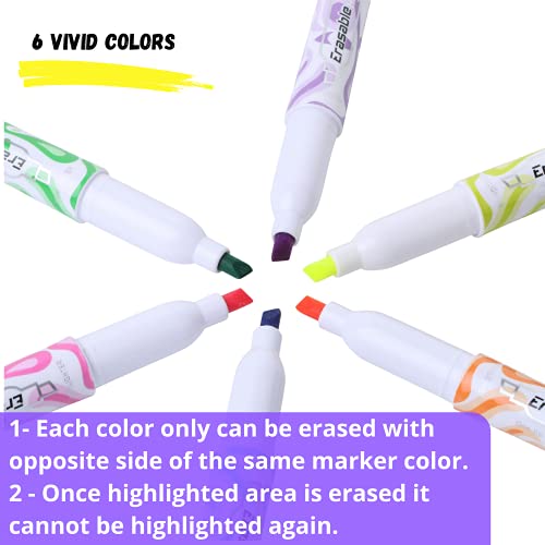 Mr. Pen Erasable Highlighters, 6 Pack, Highlighter Pens, Highlighters