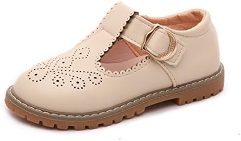 Girls Mary Jane Shoes Leather T-Strap Princess Flat Oxford School Dress Shoes for Toddler Little Kids