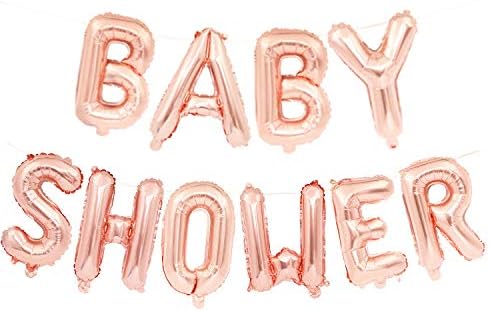 Mannli Rose Gold Baby Shower 16" Foil Letter Balloon Banner & 1 Roll String Party Decorations