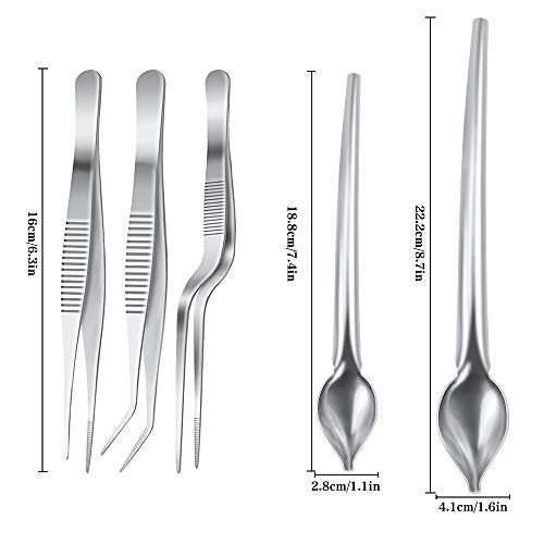 SelfTek 5Pack Chef Plating Tools 3Pcs Stainless Steel Cooking Tweezers