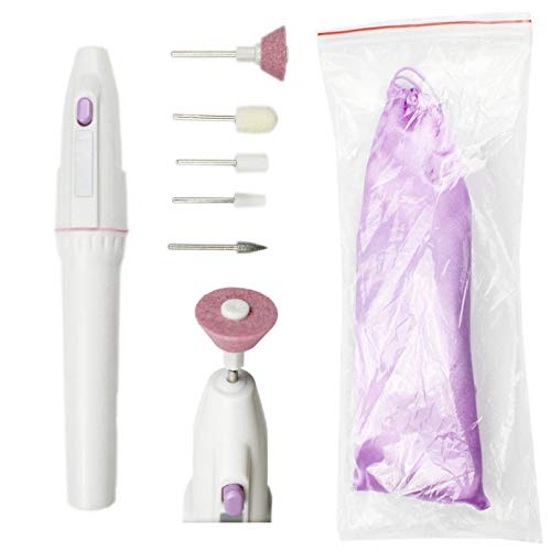 5 Bits Nail Art Care File Electric Manicure Nail File Drill Kit Professional Electric Manicure Set with Stand Includes Callus Remover Set, Nail Buffer & Polisher, Personal Manicure and Pe