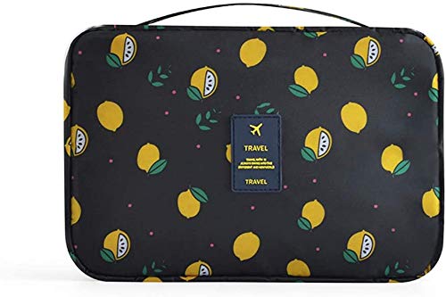 ALCIONO Makeup Hand Bag Portable Multi Brush Holder Bag For Travel, Home| Cosmetic Organizer Detachable Pouch for Women and Girls (Black Lemon)