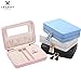 JL LELADY JEWELRY Small Jewelry Box Travel Jewelry Case Portable Faux Leather Jewelry Boxes Ring Box Earring Holder with Mirror for Women Girls (Pink)