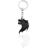 UpAuto Cool Wolf Head Car Decorations Badge Emblem Key chian 3D Nameplate Key Ring for Car Gift (Black Keychain)