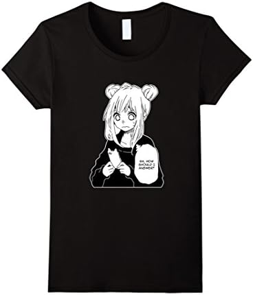 Womens Anime Girl Texting T Shirt Hot Fashion T Shirt Medium Black