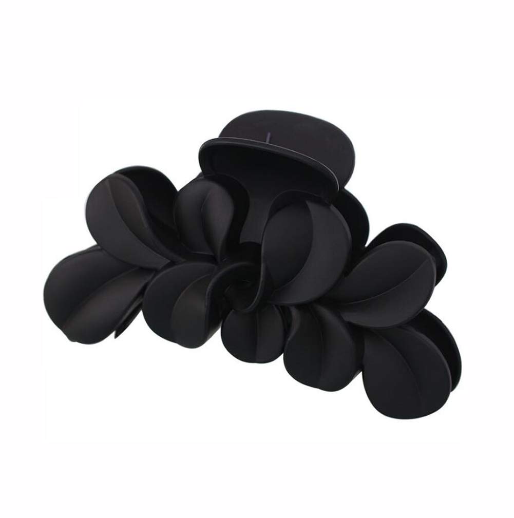 1PCS 13cm/5 Inch Plastic Leaves Hair Claw Clips Jaw Clip French Twist Ponytail Holder Clip Hair Clamp Crab Clasp Hair Updo Grips Bath Hair Styling Accessories for Women Girls Black