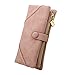 FUNOC Women Fashion Leather Wallet Button Clutch Purse Lady Long Handbag Bag (Pink)