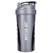BOTTLED JOY Protein Shaker Bottle, Non-Toxic Wide Mouth 100% Leak Proof Shake Water Bottles 27oz 800ml (Grey)