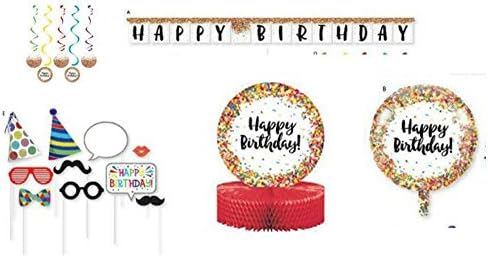 Party Decorations, Sprinkles Confetti-Themed, Kids Birthday Party, Balloons, Photo Booth Props 5-Piece Bundle
