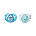 Tommee Tippee Closer to Nature Night Time Orthodontic Infant Soother Pacifier, 6-18 Months - Blue, Boy, 4 Pack