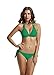 zeraca Women's Tie Side Bottom Triangle Bikini Swimsuit (L14, Polo Match Green)