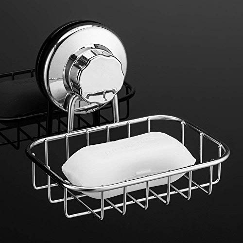 Slideep Vacuum Suction Soap Dish Holder, Rustproof Stainless Steel Shower Soap/Sponge Saver Holder for Bathroom & Kitchen Sink - Thumbnail 3