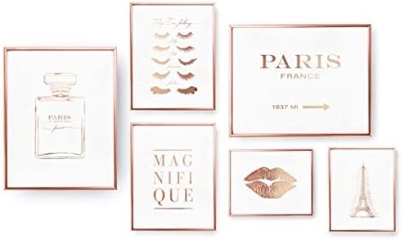 SET of 6 Prints, French Decor, Paris Prints, Rose Gold Foil Print, Paris Decor, French Prints, Glamour Wall Art, Bedroom Decor, Home Decor