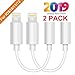 Lighting to 3.5 mm Headphone Adapter Earphone Earbuds Aux Cable, Compatible with X/XS/Max/XR 7/8/8Plus iOS 10/11/12 Plug and Play 2 Pack (White)