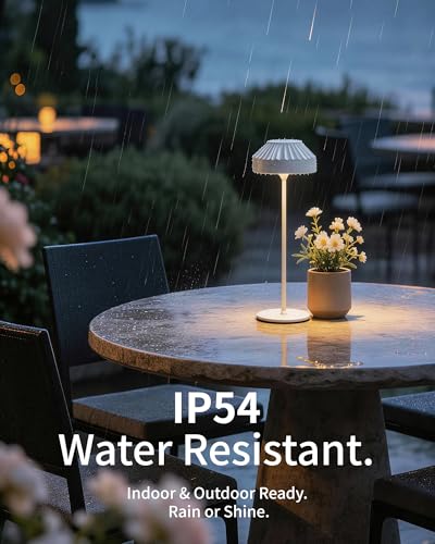 LuminexDesigns Wireless LED Table Lamp with Rechargeable Battery, Dimmable and Touch - IP54 Waterproof, Modern Ambient Light for Bedroom, Living Room, Balcony and Garden