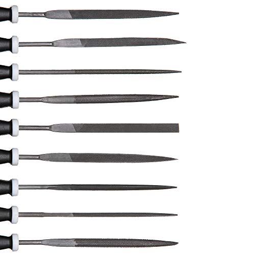 Needle File Set (Set of 10 Metal Files) Industrial Strength Steel - 10 Different Shapes Round, Flat, Square, Triangular, Half Round, and More!
