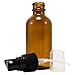2 oz Amber Boston Round Glass Bottle with Fine Mist sprayer 6/bx