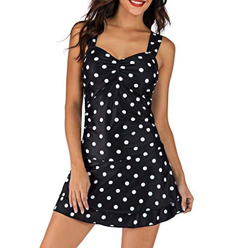 Pongfunsy Womens One Piece Swimsuits for Women Tummy Control Swimwear Swimdress Slimming Bathing Suit Dress Black