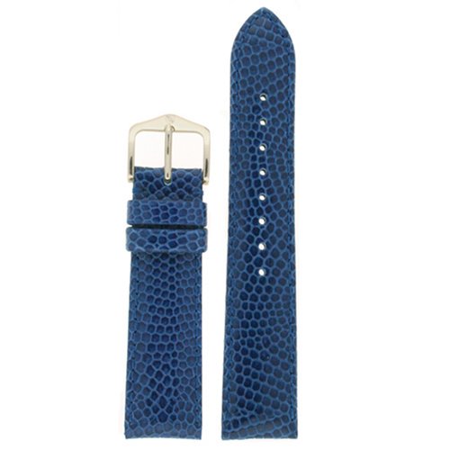 Watch Band Genuine Leather Lizard Grain Royal Blue Ladies 16 millimeter