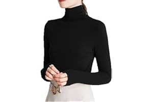 SUNFAYNIS Womens Soft Cotton Long Sleeve Mock Turtleneck Shirts Tops Stretch Underscrubs Layer Tee Tops