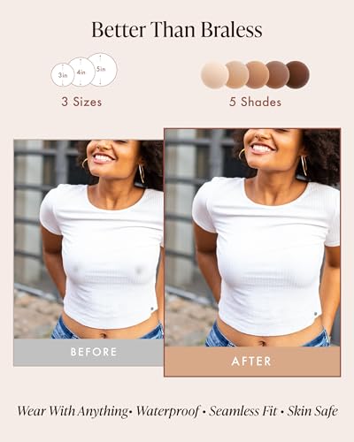Bare Babe Reusable Silicone Nipple Covers - Waterproof, Nude, 4 Shades - Sticky Breast Stickers for Strapless Dress