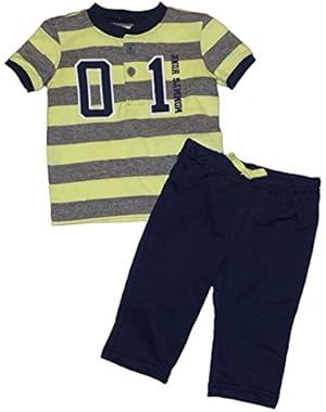 2 Piece Baby Boys MOMMY'S HUNK Striped Shirt & Jogging Pants Set