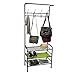 Mind Reader Coat and Shoe Rack, Hall Tree, Freestanding , Coat Tree, Hat, Jacket, Purse, Metal, 24