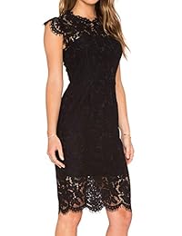 Vestido de mujer de cóctel elegante y con flores y lazos, sin mangas, con cuello redondo, largo de fiesta