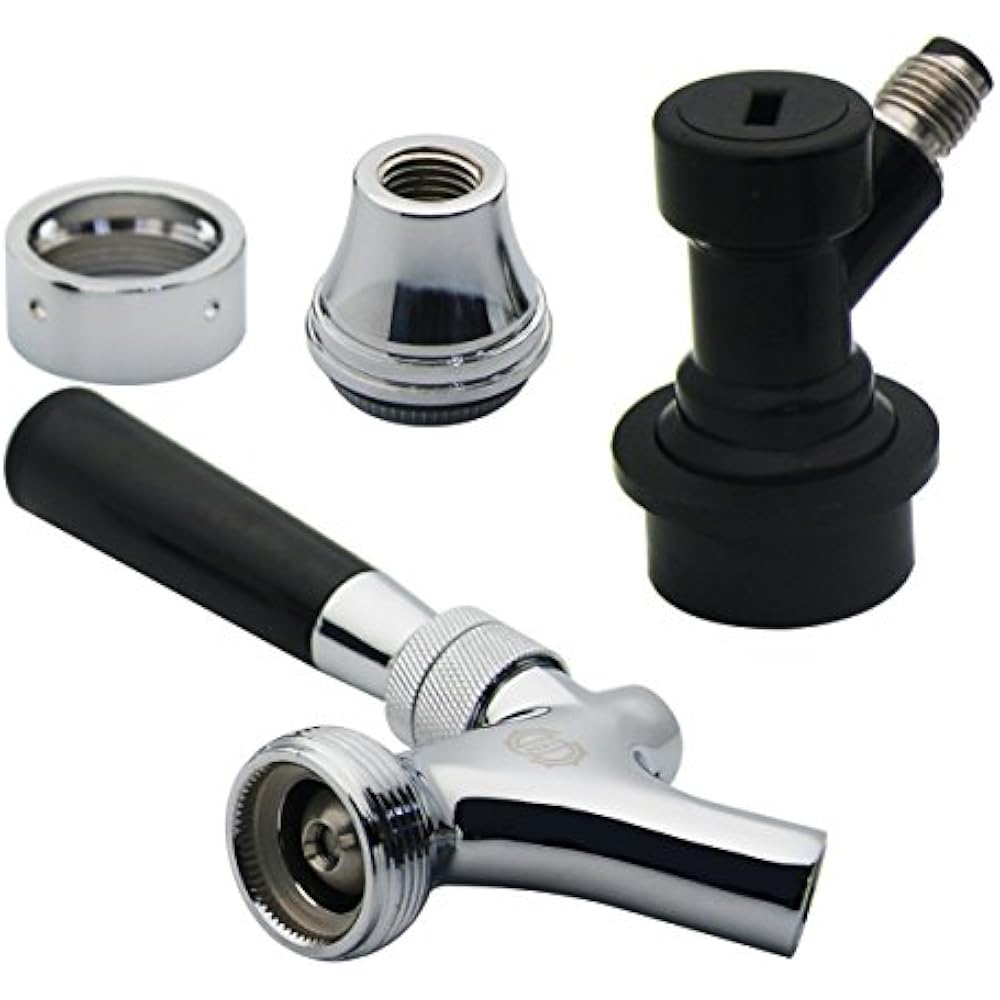 Stainless Steel Stem Beer Keg Tap Faucet Ball Lock Disconnect Chromed