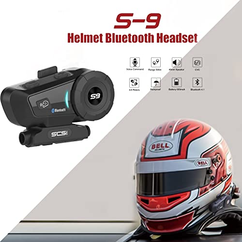 SCSETC S-9 Motorcycle Helmet Bluetooth Headset 2000m 6 Riders Intercoms, Bluetooth Motorcycle Headset with CVC Noise Cancellation, Helmet Bluetooth Headset with Handsfree/Voice Control/HD Music/2 Pack