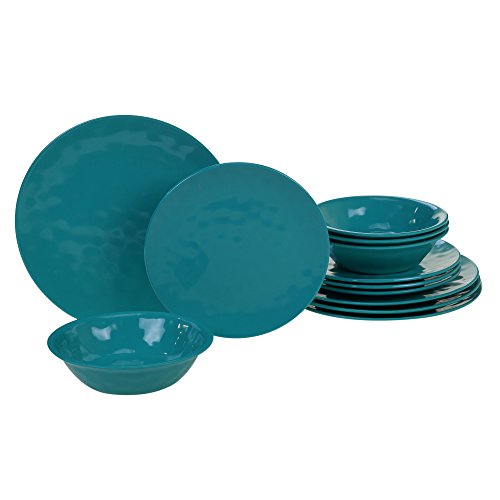 Certified International  Melamine  Teal 12 pc Dinnerware Set