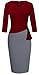 HOMEYEE Women's Elegant Patchwork 3/4 Sleeve Wear to Work Bodycon Dress B333 (8, Red + Gray)