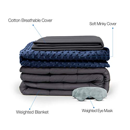 BUZIO Weighted Blanket 4 Piece Set with 2 Removable Duvet Covers & 1 W