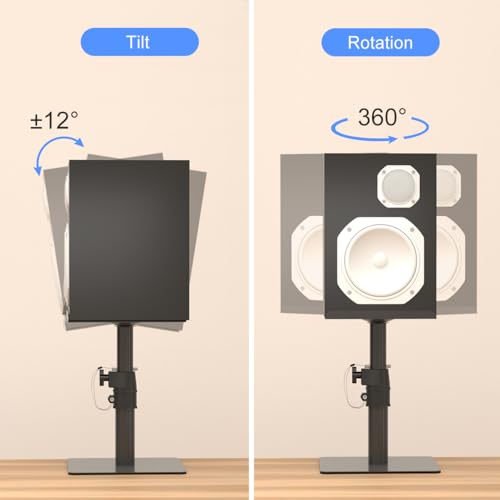 suptek SDM001T 2 Pack Stand-alone Speaker Stand, Adjustable Height and Tilt, Universal Audio Stand for Computer and Library, High Sound, Black