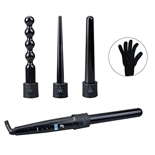 Hair wand curler, zealite 4 in 1 curling iron set lcd d…