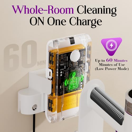 Cordless Vacuum Cleaner, 45KPA 6-in-1 Stick Vacuum with Wall Mount & Touch Screen, Up to 60Mins Runtime,Anti Hair Wrap Lightweight Vacuums with Pet Tool & Crevice Tool, for Carpet & Hard Floor