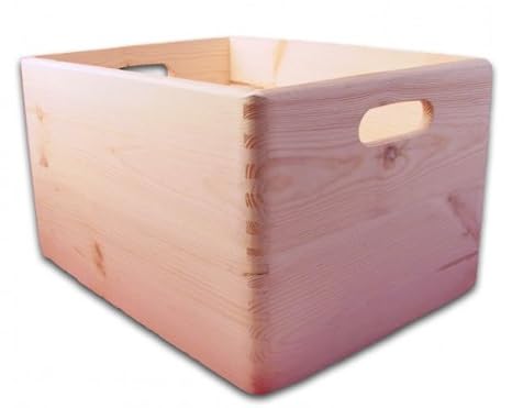 offene Aufbewahrungsbox/ Holzkiste mit Grifflöchern Kiefer unbehandelt
