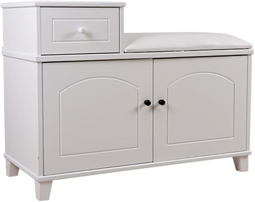 Amazon Com Organizedlife White Shoe Bench Cabinet With Cushion