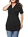 Zeagoo Women Plus Size Casual Blouse V Neck Short Sleeve Retro Twist Knot Front T-Shirt Top