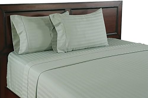 Color Sense Bed Sheet Set Wrinkle Free 100% Cotton Bedspread 310 Thread Count Deep Pocket Bedding Sheet Set King Green