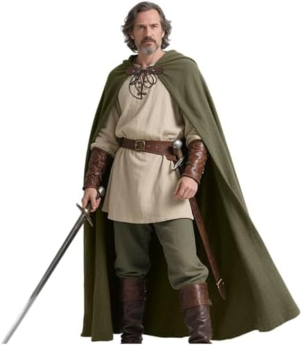 Mythrojan Men's Woolen Coat Medieval Long Sleeves Overcoat Warm